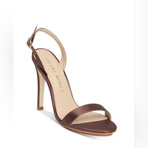 Salone Monet Sable Open Toe High Heel Satin Slingback Stiletto Heels Sandals NWT